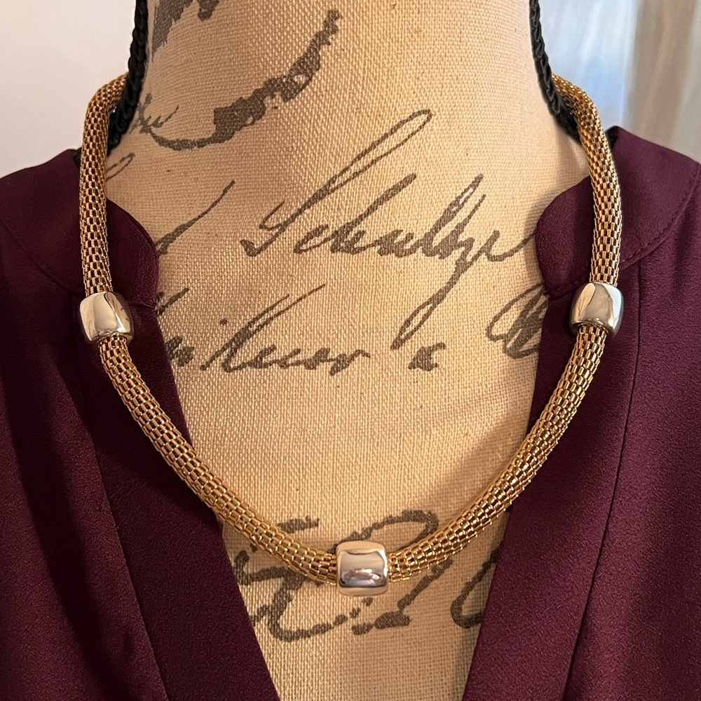 Gold and silver mesh necklace